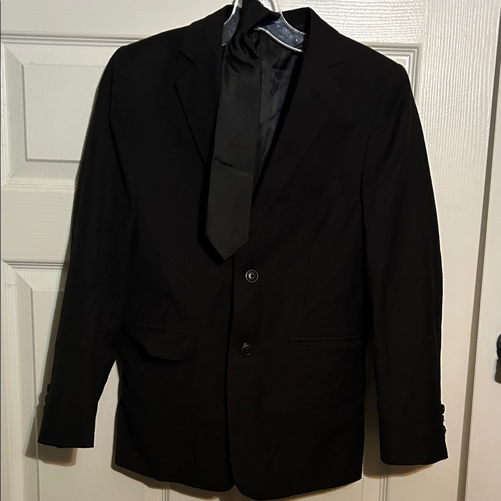 Chaps Classic Black Kids Suit With Clip On Tie